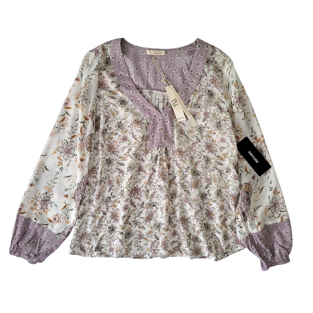 New Lovestitch Dailylook Floral Blouse Top S Long Sleeve Boho Cottagecore Dainty